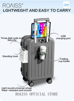 roaiss Trolley Case and 7Pcs Storage Bags Set with Universal Wheel Unisex Large Capacity Multifunctional Luggage with Telescopic Handle and Cup Holder for Men and Women Suitcases with Classification Bags  - Image 2