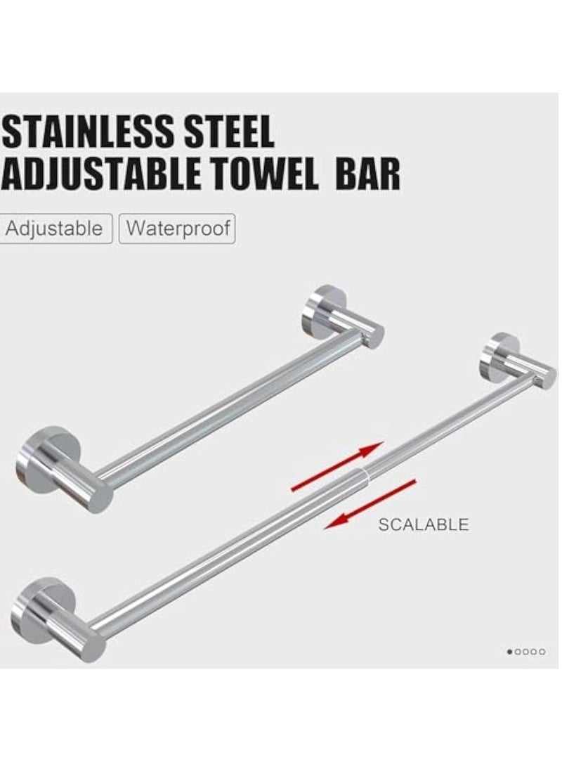 YelaJoy Bathroom Towel Bar,Adjustable 304 Stainless Steel Towel Holder, Adjustable 11.8 to 24.8 Inch,Modern Home Decor Towel Rod Bathroom Hardware Accessories (Silver) - Image 2