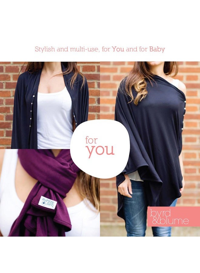 Byrd & Blume Super Soft Breastfeeding Cover, Nursing Cover, Shawl, Wrap, Scarf, Poncho, Swaddle, Stroller Blanket & Baby Car Seat Cover, 100% Viscose, Oeko-Tex Certified (XL, Black) - Image 4