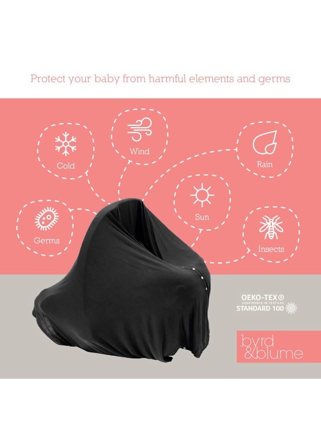 Byrd & Blume Super Soft Breastfeeding Cover, Nursing Cover, Shawl, Wrap, Scarf, Poncho, Swaddle, Stroller Blanket & Baby Car Seat Cover, 100% Viscose, Oeko-Tex Certified (XL, Black) - Image 3