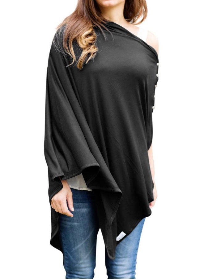 Byrd & Blume Super Soft Breastfeeding Cover, Nursing Cover, Shawl, Wrap, Scarf, Poncho, Swaddle, Stroller Blanket & Baby Car Seat Cover, 100% Viscose, Oeko-Tex Certified (XL, Black) - Image 1