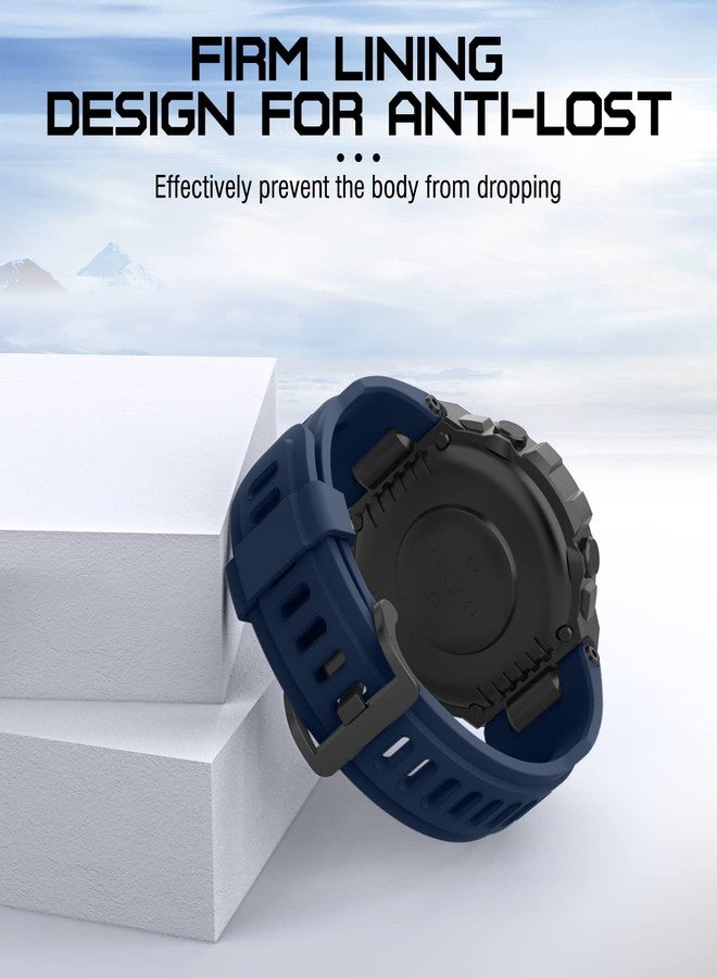 MoKo Strap Compatible with Amazfit T-Rex/T-Rex Pro Smartwatch, Soft Silicone Sports Replacement Watch Band Waterproof Breathable Wristband Bracelet with Tools, Navy Blue - Image 5