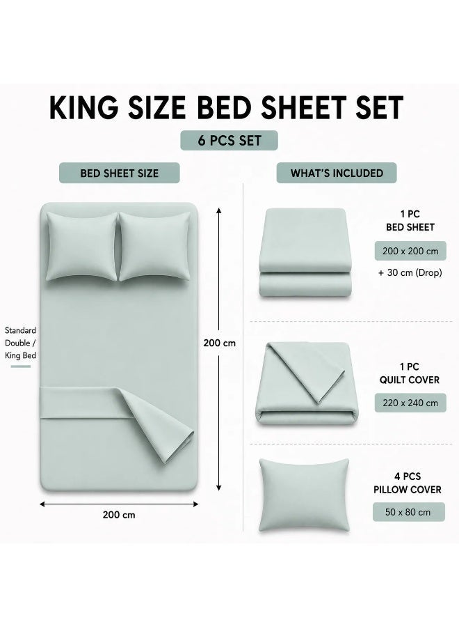 Dreamzon 6 PCs Sky Blue King Size Duvet Cover Set with Soft Quilted Bedding and Pillowcase (blue) - Image 4