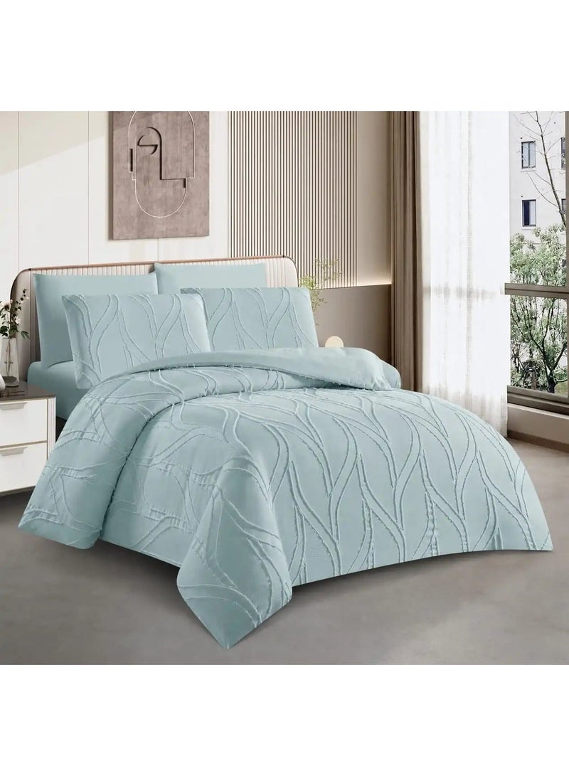 Dreamzon 6 PCs Sky Blue King Size Duvet Cover Set with Soft Quilted Bedding and Pillowcase (blue) - Image 1