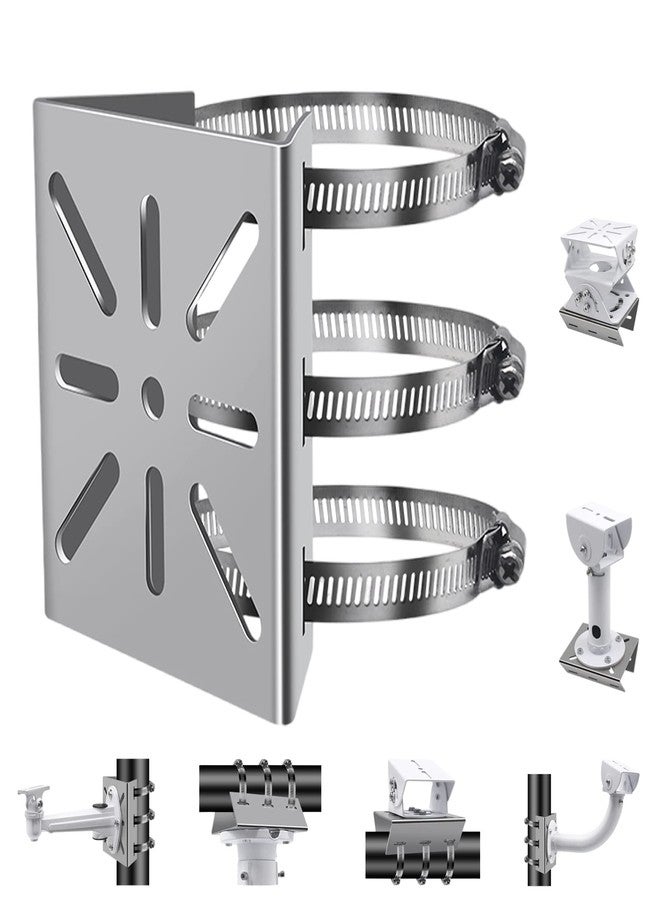 Lighfast Universal Wall Mounting Bracket with 3 Loops, Stainless Steel Vertical Pole Mount Adapter for CCTV Security Camera PTZ Dome Indoor Outdoor AP Access Point Client CPE - Image 1
