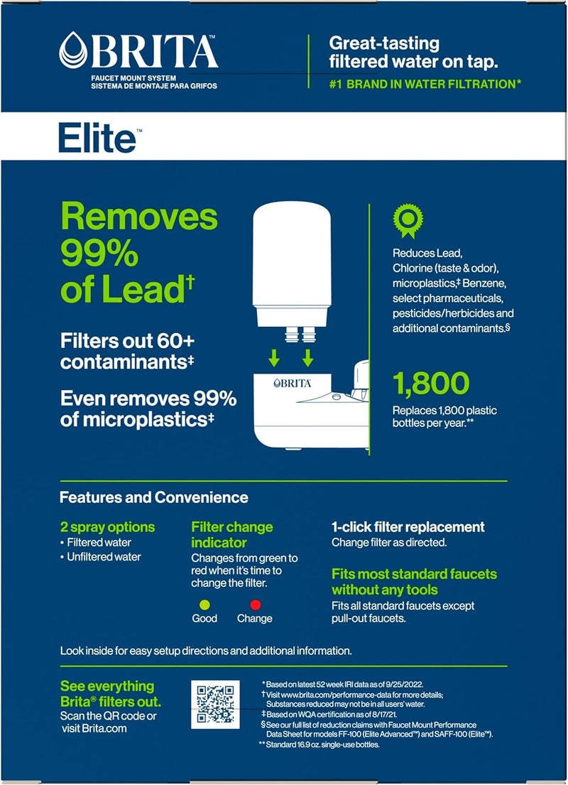 Brita Tap Water Filter System - Faucet Filtration System with Filter Change Reminder, Reduces Lead, BPA Free, Fits Standard Faucets - Basic, White - Image 4