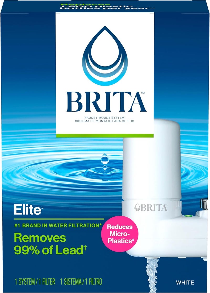 Brita Tap Water Filter System - Faucet Filtration System with Filter Change Reminder, Reduces Lead, BPA Free, Fits Standard Faucets - Basic, White - Image 3