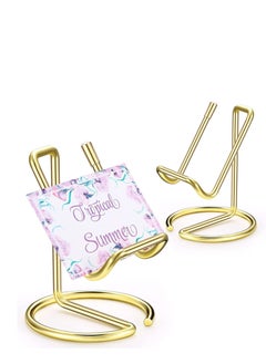 KASTWAVE 2 Pieces Gold Metal Business Card Holder for Desk Cell Phone Stand Name Cards Display Holder Stand Office Desktop Business Name Card Organizer Used on Office Desktop for Women and Men  - Image 1