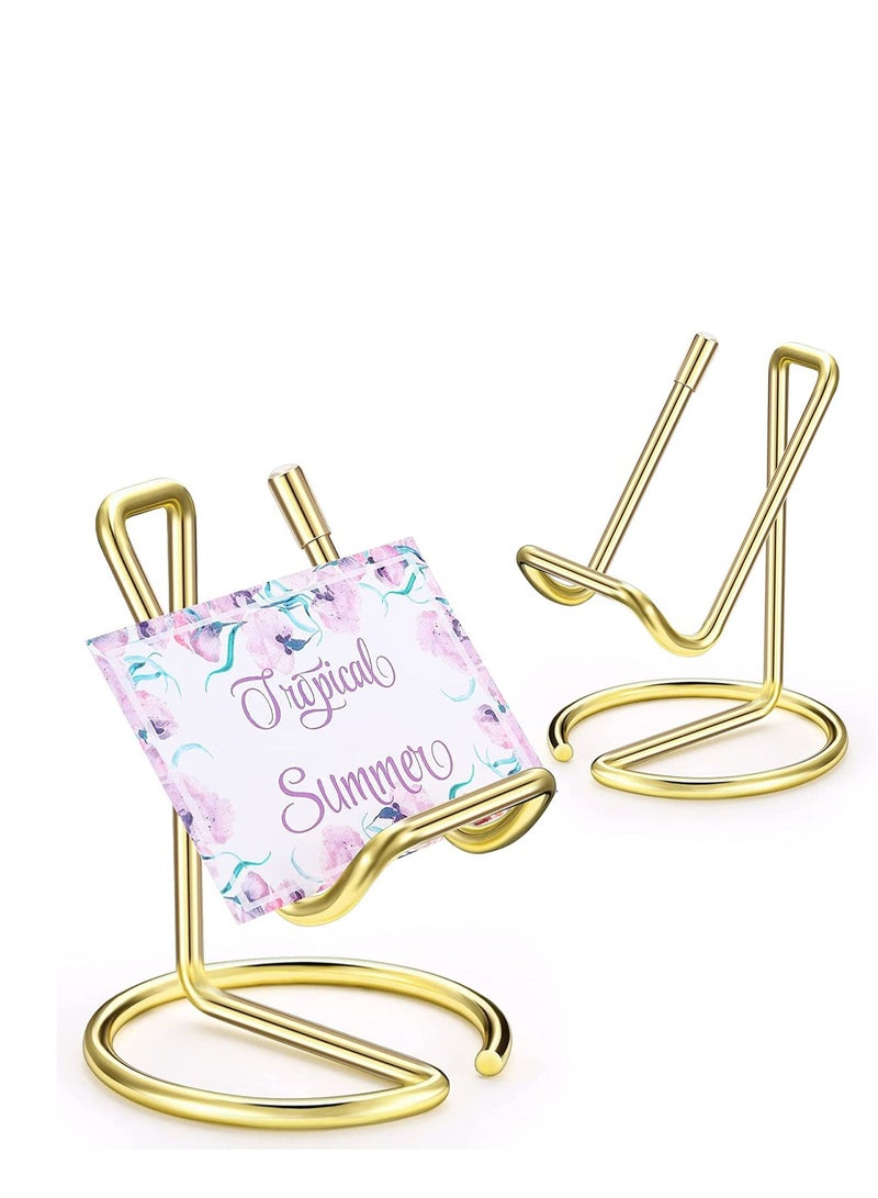 KASTWAVE 2 Pieces Gold Metal Business Card Holder for Desk Cell Phone Stand Name Cards Display Holder Stand Office Desktop Business Name Card Organizer Used on Office Desktop for Women and Men  - Image 1