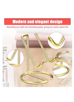 KASTWAVE 2 Pieces Gold Metal Business Card Holder for Desk Cell Phone Stand Name Cards Display Holder Stand Office Desktop Business Name Card Organizer Used on Office Desktop for Women and Men  - Image 5