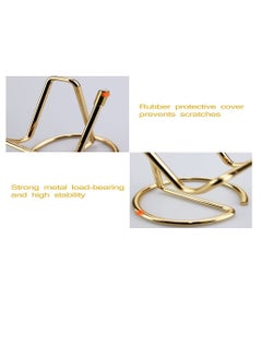 KASTWAVE 2 Pieces Gold Metal Business Card Holder for Desk Cell Phone Stand Name Cards Display Holder Stand Office Desktop Business Name Card Organizer Used on Office Desktop for Women and Men  - Image 3