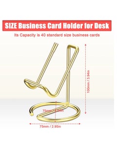 KASTWAVE 2 Pieces Gold Metal Business Card Holder for Desk Cell Phone Stand Name Cards Display Holder Stand Office Desktop Business Name Card Organizer Used on Office Desktop for Women and Men  - Image 4