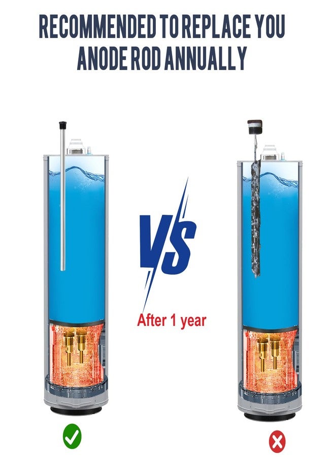 VATTCEEL Anode Rod for hot Water Heater. Water Heater Anode Rod. Compatible with Rheem, A. O. Smith, Giant, Corrosion Protect Reduce Rotten Egg Smell. 22.7 Inches 3/4 Inch （2PCS） - Image 2
