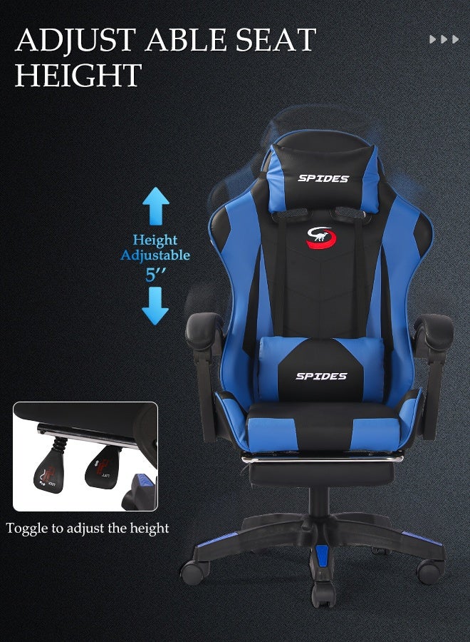 Spides Ergonomic Gaming Chair with Footrest Computer Gaming Chair Height Adjustable Video Game Chairs Ergonomic High Back Gaming Chairs with Neck Pillow and Headrest 360° Rotation with Neck and Lumbar Support for Office Home  - Image 5