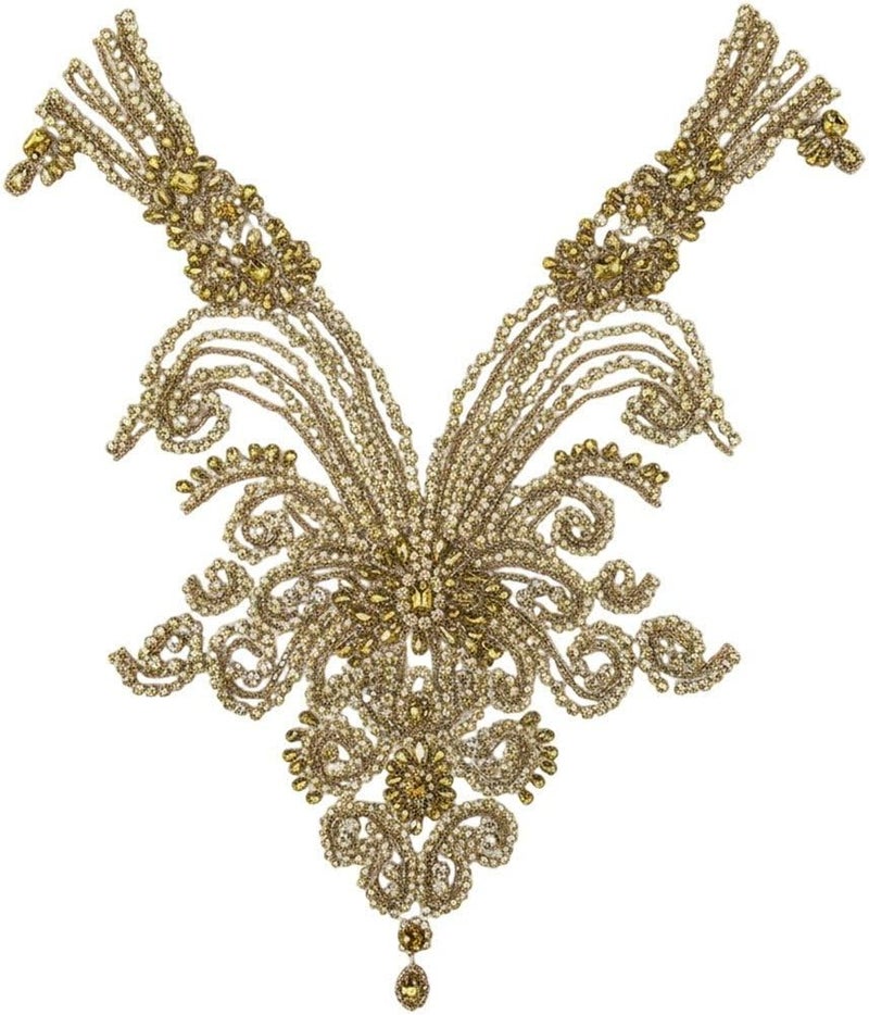 Sparkling Rhinestone Applique Crystal Lace Craft Sewing on Patches Embroidered Lace Applique 3D Rhinestone Beading Applique Sew on Patches - Image 1