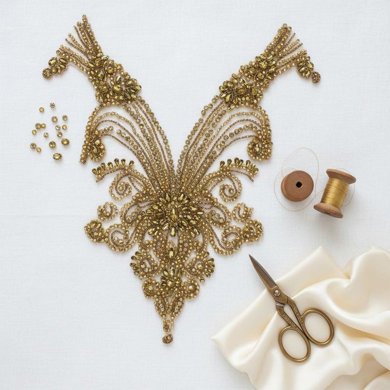 Sparkling Rhinestone Applique Crystal Lace Craft Sewing on Patches Embroidered Lace Applique 3D Rhinestone Beading Applique Sew on Patches - Image 5
