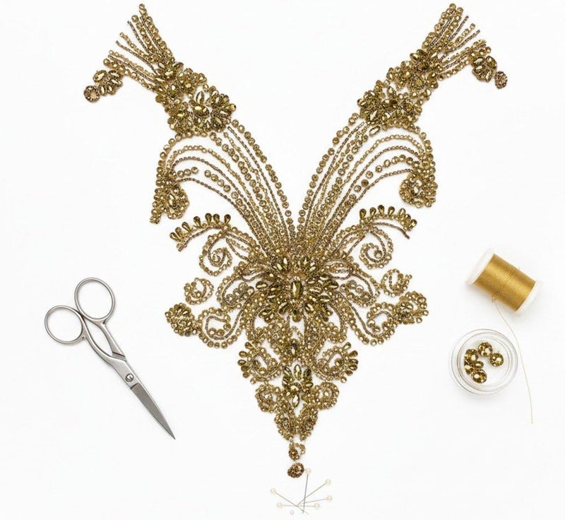Sparkling Rhinestone Applique Crystal Lace Craft Sewing on Patches Embroidered Lace Applique 3D Rhinestone Beading Applique Sew on Patches - Image 3