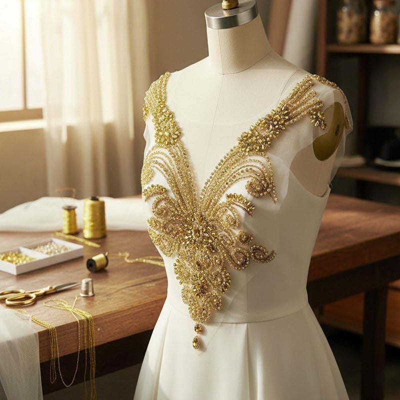 Sparkling Rhinestone Applique Crystal Lace Craft Sewing on Patches Embroidered Lace Applique 3D Rhinestone Beading Applique Sew on Patches - Image 2