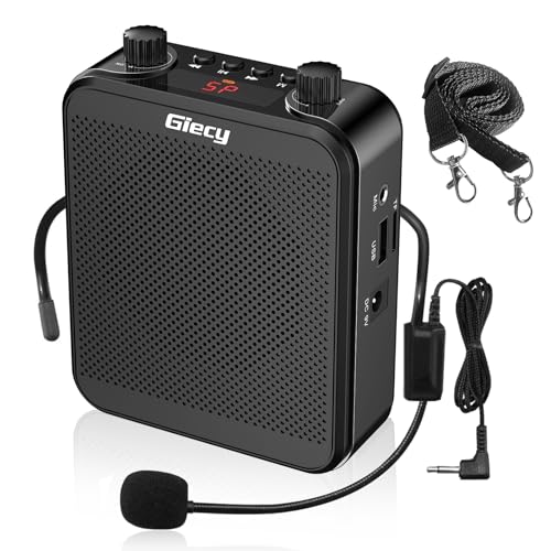 Giecy Portable Voice Amplifier, Giecy 30W 2800mAh Bluetooth Rechargeable Personal Voice Amplifier with Microphone Headset, PA System Speaker for Multiple Locations Classroom, Meetings and Outdoors - Image 1