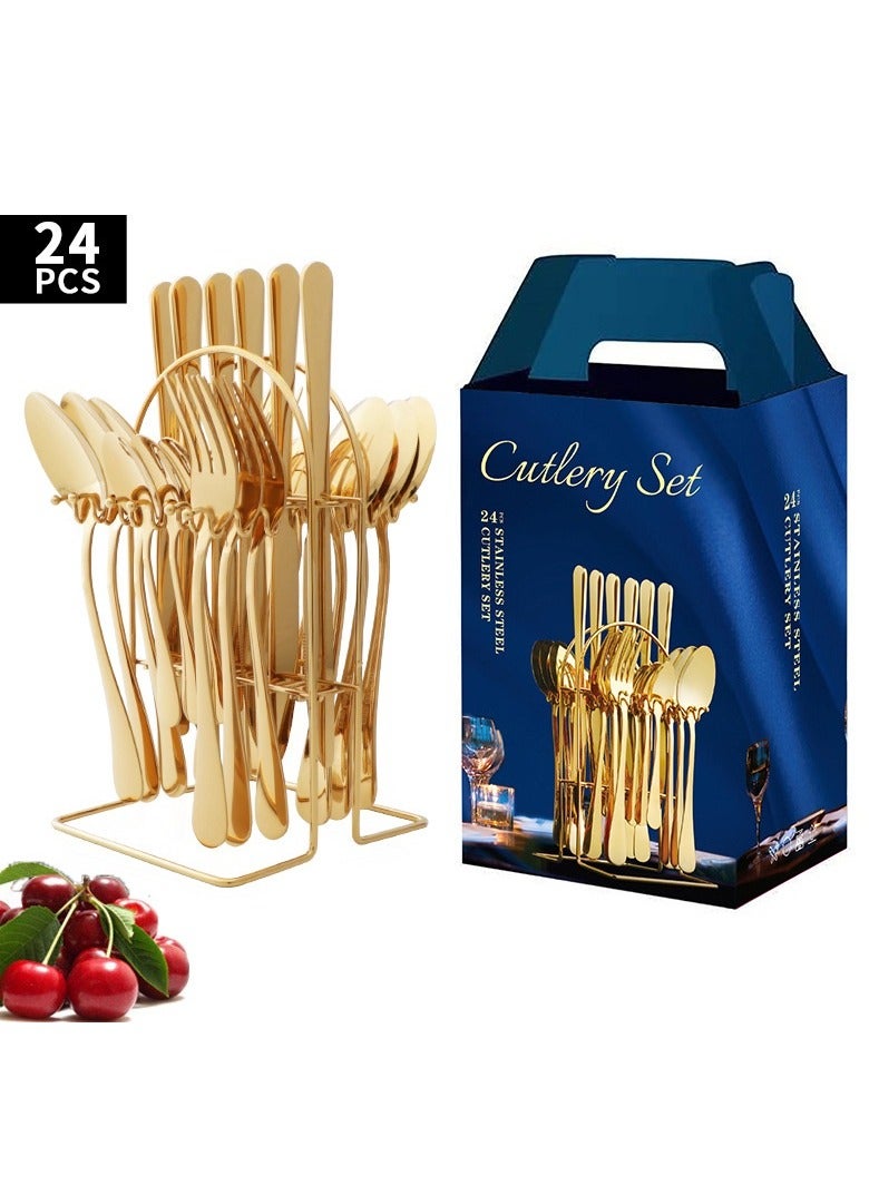 Y&D 24-Piece Steak Knife Fork Spoon Cutlery Gift Set 