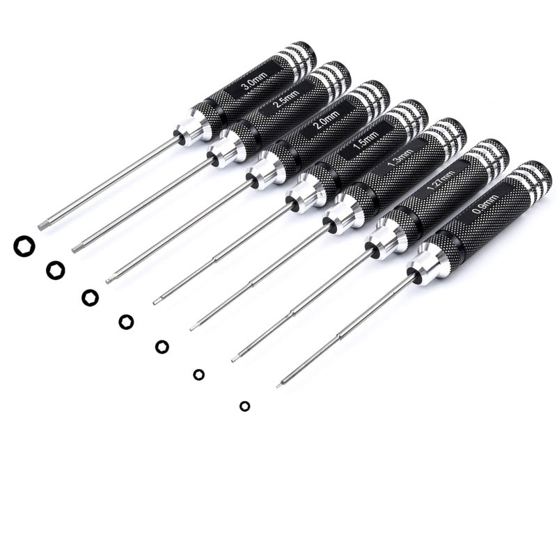 YoungRC RC Screwdriver Tools Kit 7pcs Hex Screw Driver Set for RC Models 09mm 127mm 13mm 15mm 20mm 25mm 30mm