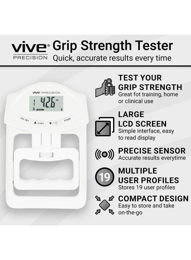 Vive PRECISION Grip Strength Tester - Dynamometer Trainer For Hand Measurement - Digital Gripper Meter For Forearm, Finger Measuring Or Training - Gripping Strengthener For Athletes, Home, Car, Clinic - Image 2