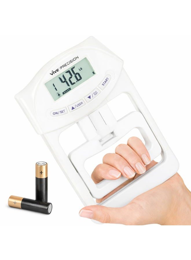 Vive PRECISION Grip Strength Tester - Dynamometer Trainer For Hand Measurement - Digital Gripper Meter For Forearm, Finger Measuring Or Training - Gripping Strengthener For Athletes, Home, Car, Clinic - Image 1