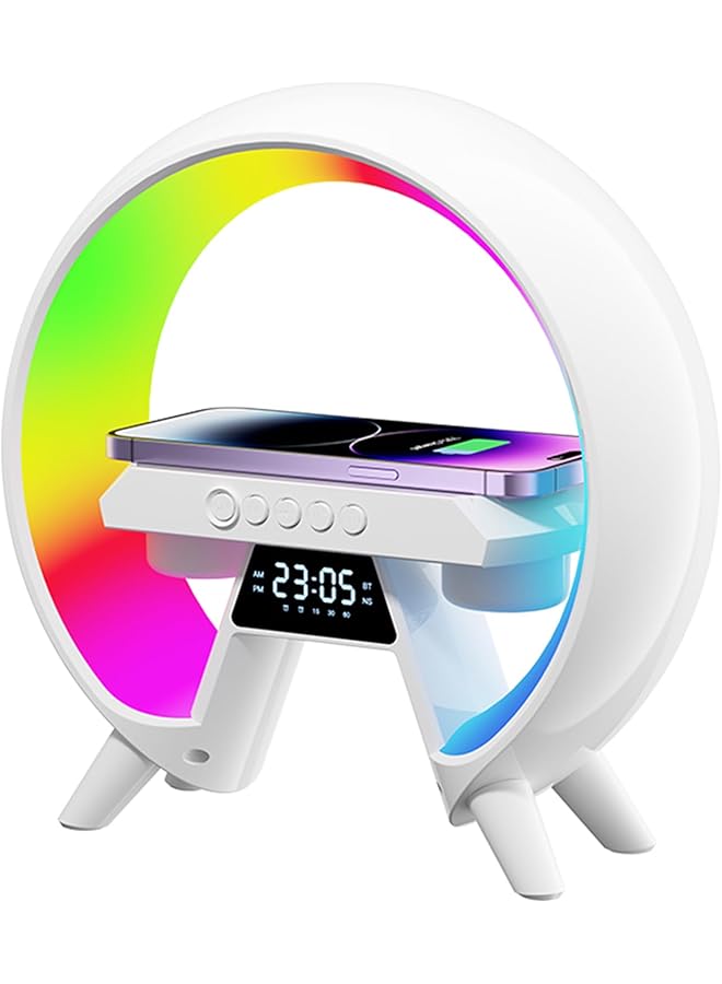 erorex Smart Bluetooth Speaker Wireless Phone Charger Led Light Multifunctional Rgb Night Light And Charging Station Smart Sounder Alarm Clock For Bedroom Office Kids Adults - Image 1