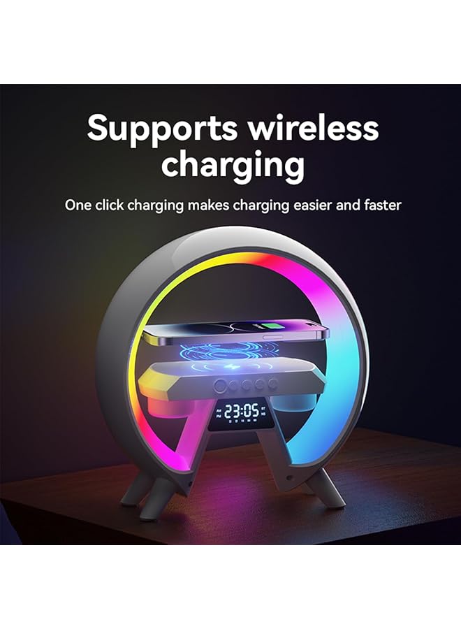 erorex Smart Bluetooth Speaker Wireless Phone Charger Led Light Multifunctional Rgb Night Light And Charging Station Smart Sounder Alarm Clock For Bedroom Office Kids Adults - Image 3