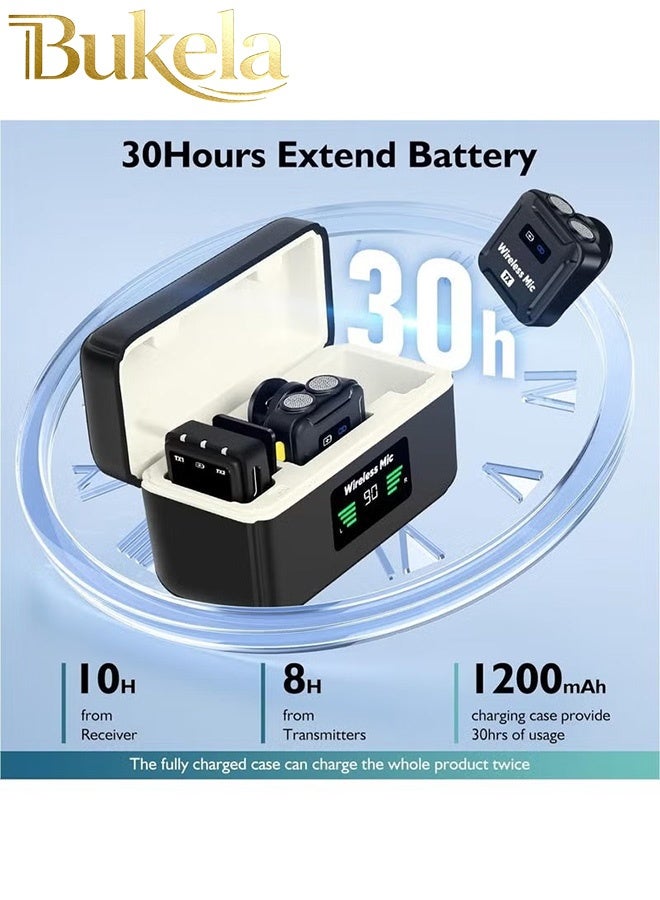 كيلا ميكروفون لاسلكي للياقة (2 TX + 1RX + حافظة شحن) لكاميرا DSLR iPhone Android PC بمدى 656 قدمًا، ميكروفون لاسلكي احترافي للياقة مع صوت واضح 48 كيلو هرتز / 24 بت، 30 ساعة من التدوين المرئي - Image 5