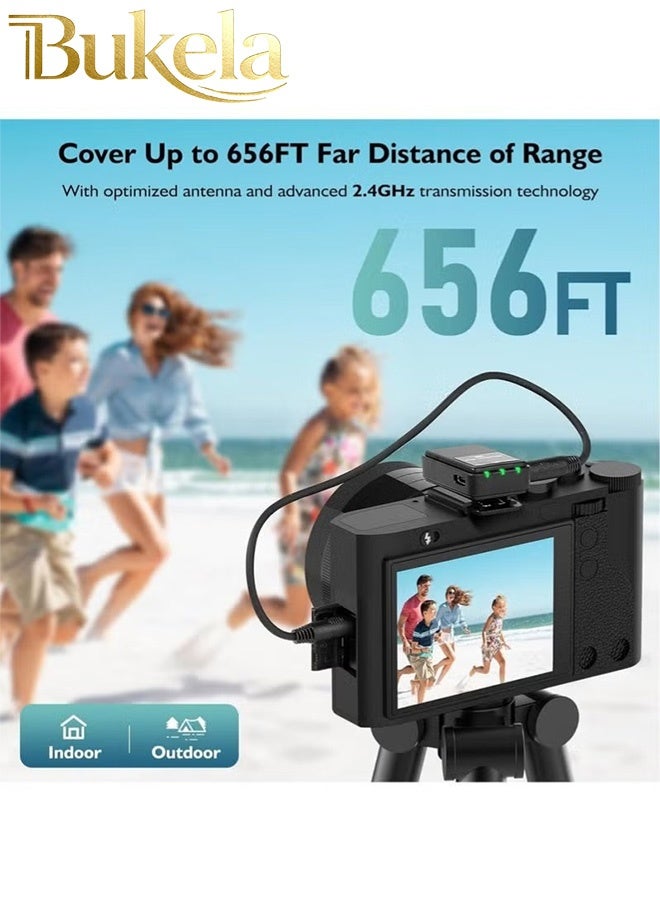 كيلا ميكروفون لاسلكي للياقة (2 TX + 1RX + حافظة شحن) لكاميرا DSLR iPhone Android PC بمدى 656 قدمًا، ميكروفون لاسلكي احترافي للياقة مع صوت واضح 48 كيلو هرتز / 24 بت، 30 ساعة من التدوين المرئي - Image 3
