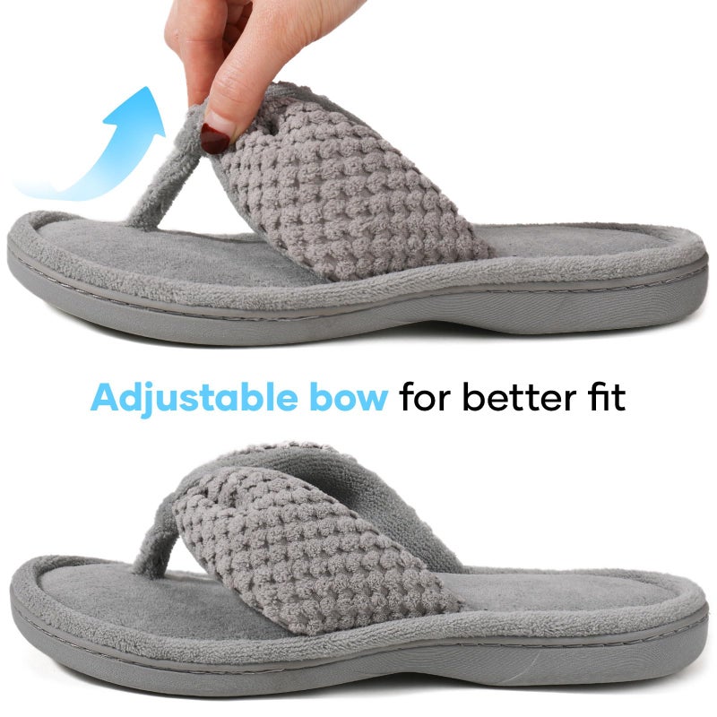 ULTRAIDEAS Women's Popcorn Flip Flop House Slipper with Memory Foam (Grey, Size 9-10) - Image 5
