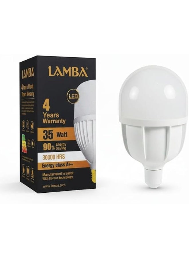 لمبة LAMBA LED T100 قدرة 35 وات – قاعدة E27 – إضاءة وورم دافئة – سطوع عالي وتوفير للطاقة - Image 1