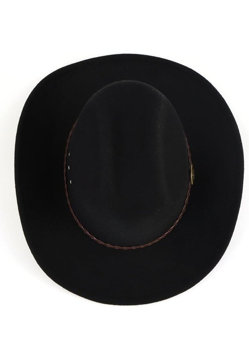 Classic Cowboy Hat Men Western for Adults with Felt Wide Brim Cowgirl Panama Outdoor Cap Beach - Image 4