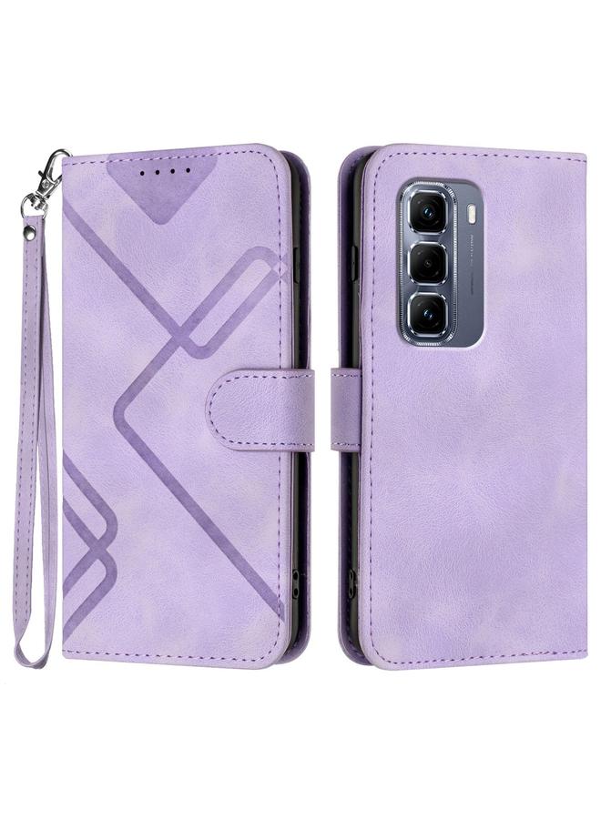 Zaboon Case For Infinix Hot 50 Pro 4G Line Pattern Skin Feel Leather Phone Case - Image 1