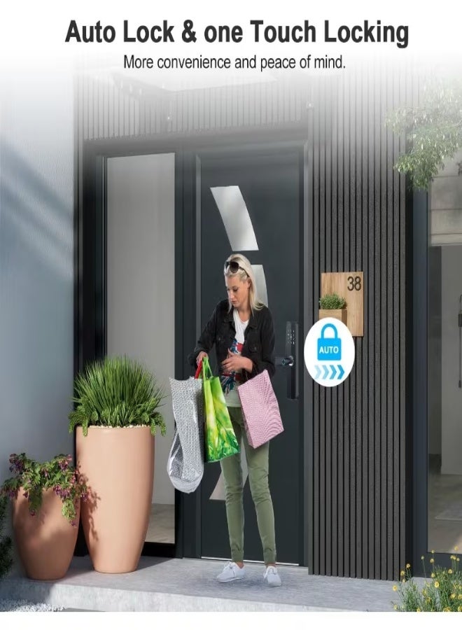 قفل باب ذكي H06 – فتح بالبصمة، كلمة المرور، بطاقة IC، المفتاح الميكانيكي وبلوتوث، قفل مورتيس تلقائي، تحكم عبر التطبيق، أمان المنزل والمكتب - Image 5