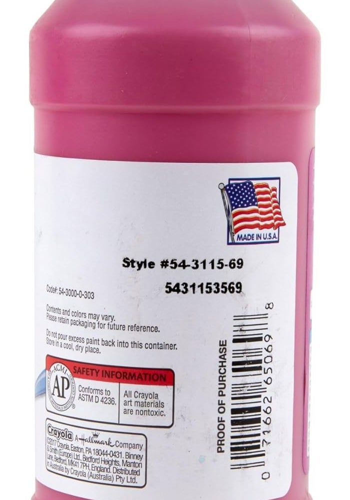 Crayola Washable Tempera Paint, Pink Kids Paint, 16 Ounce Squeeze Bottle - Image 4