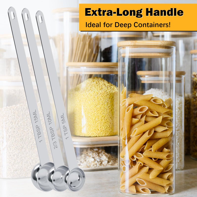 LEIFENY 1PCS 1Tsp(1/3tbsp, 5ml) Extra Long Handle Measuring Spoon, Single Stainless Steel Individual Measure Scoop Only - Image 3