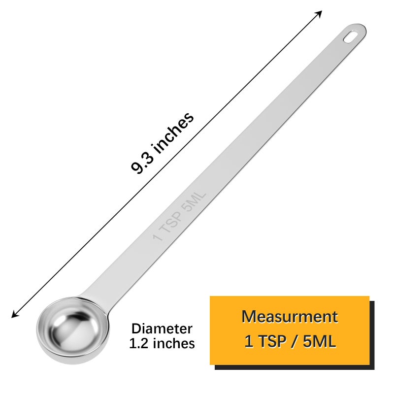 LEIFENY 1PCS 1Tsp(1/3tbsp, 5ml) Extra Long Handle Measuring Spoon, Single Stainless Steel Individual Measure Scoop Only - Image 2