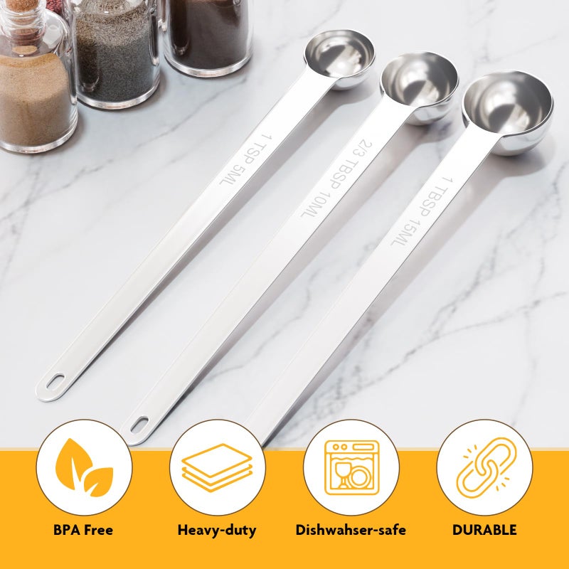 LEIFENY 1PCS 1Tsp(1/3tbsp, 5ml) Extra Long Handle Measuring Spoon, Single Stainless Steel Individual Measure Scoop Only - Image 4