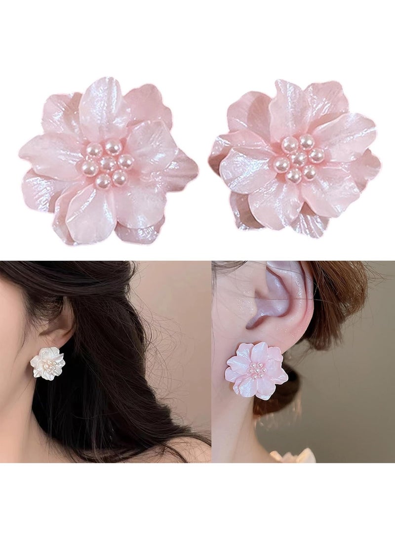 لوميا أقراط مرصعة باللؤلؤ على شكل زهرة، تصميم زهور أنيق لفصل الربيع والصيف، أقراط خفيفة الوزن وبسيطة للارتداء اليومي وحفلات الزفاف والحفلات وأعياد الميلاد والهدايا - Image 5