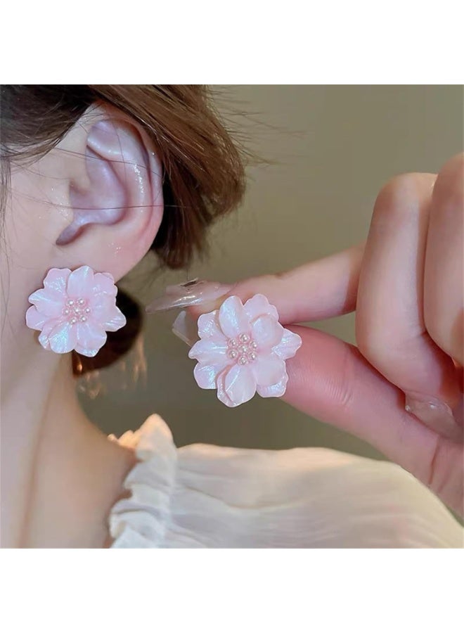 لوميا أقراط مرصعة باللؤلؤ على شكل زهرة، تصميم زهور أنيق لفصل الربيع والصيف، أقراط خفيفة الوزن وبسيطة للارتداء اليومي وحفلات الزفاف والحفلات وأعياد الميلاد والهدايا - Image 2