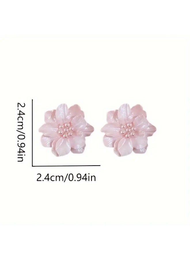 لوميا أقراط مرصعة باللؤلؤ على شكل زهرة، تصميم زهور أنيق لفصل الربيع والصيف، أقراط خفيفة الوزن وبسيطة للارتداء اليومي وحفلات الزفاف والحفلات وأعياد الميلاد والهدايا - Image 4