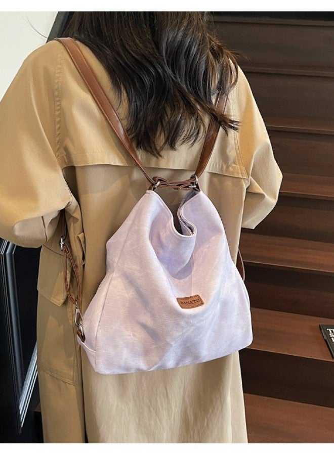 New Women Lightweight Small Backpack Commuter Tote Bag Single Shoulder Crossbody Niche Textured Backpack - Image 2