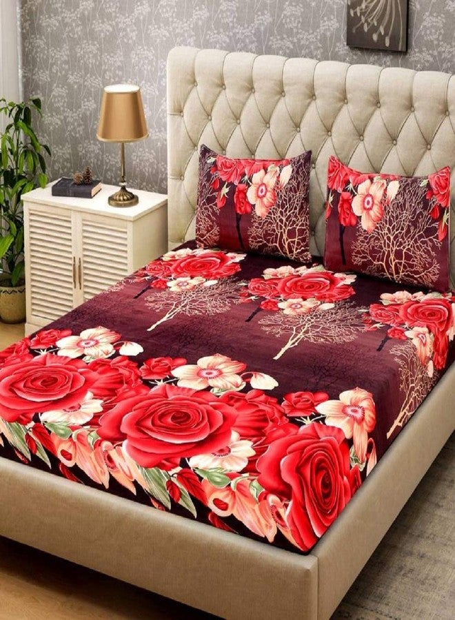 Roomesssentials 150 TC Ploycotton Double Bedsheet with 2 Pillow Covers Size 90 by 90 3D Printed Multi Colour - Image 1