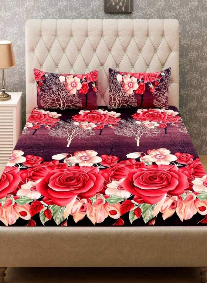 Roomesssentials 150 TC Ploycotton Double Bedsheet with 2 Pillow Covers Size 90 by 90 3D Printed Multi Colour - Image 2