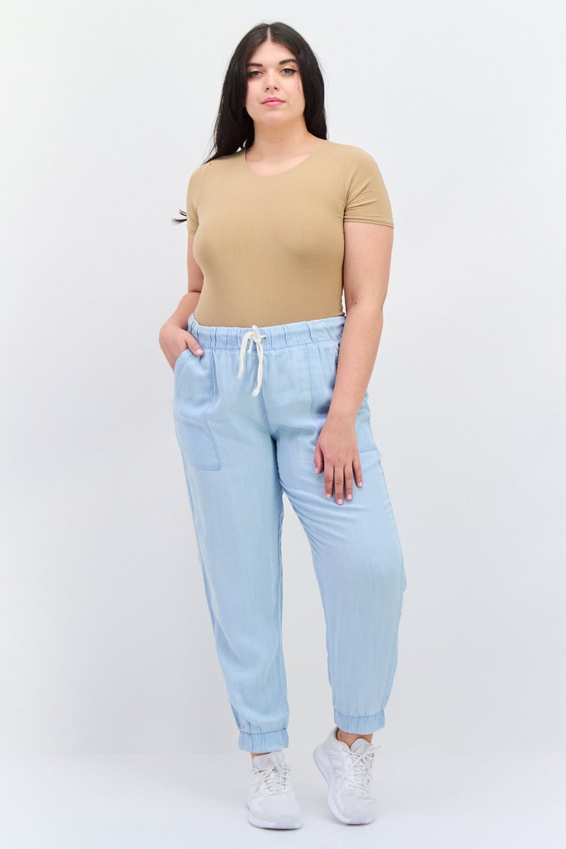 Black Tape Women Regular Fit Solid Jogger Pants, Blue - Image 4