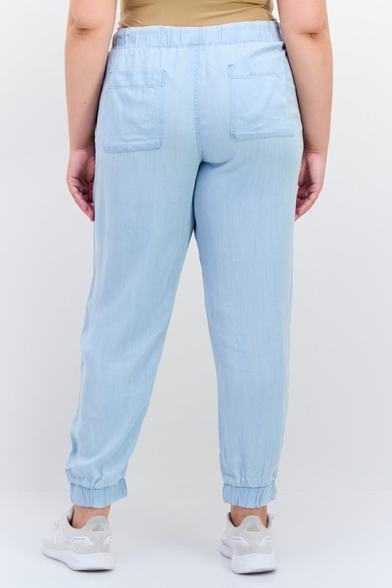 Black Tape Women Regular Fit Solid Jogger Pants, Blue - Image 3