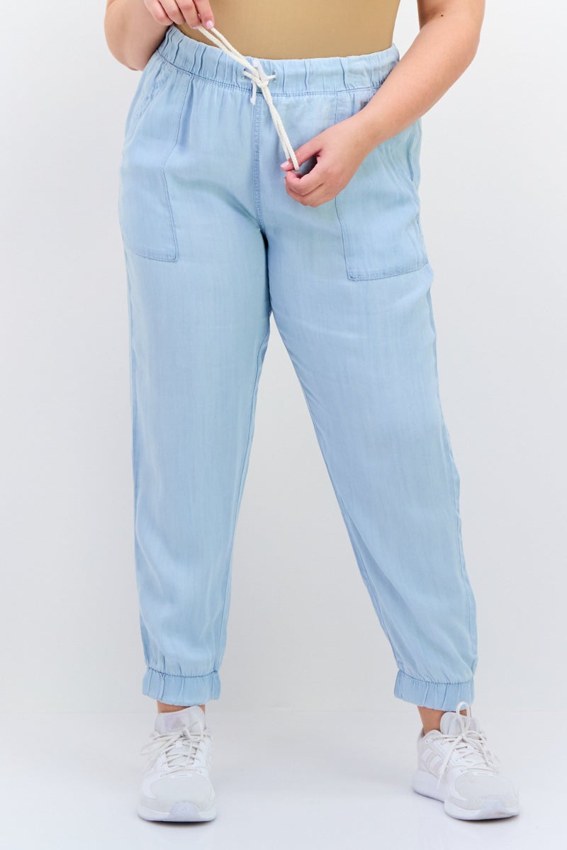 Black Tape Women Regular Fit Solid Jogger Pants, Blue - Image 1