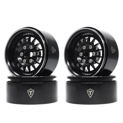 TREAL 19 Beadlock Wheel Rims Heavy Duty Multi Spoke CNC 19 Inch Wheels4P for 110 RC Crawler TRX4 SCX10 III SCX10 PRO SCX10 II Type NBlack - Image 1